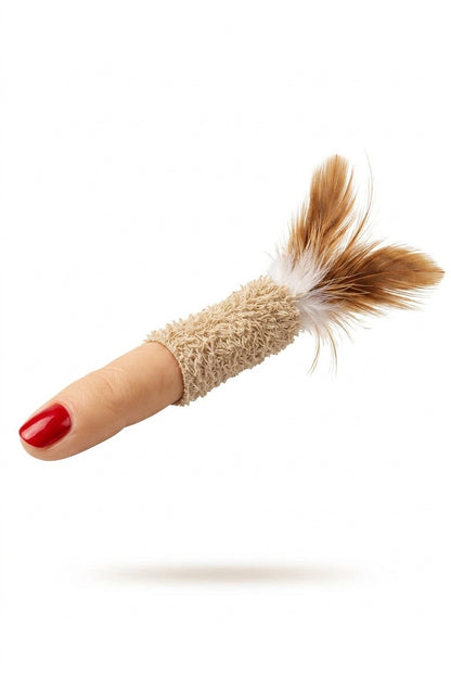 Juguete para gatos con forma de dedo, textura de tela y plumas