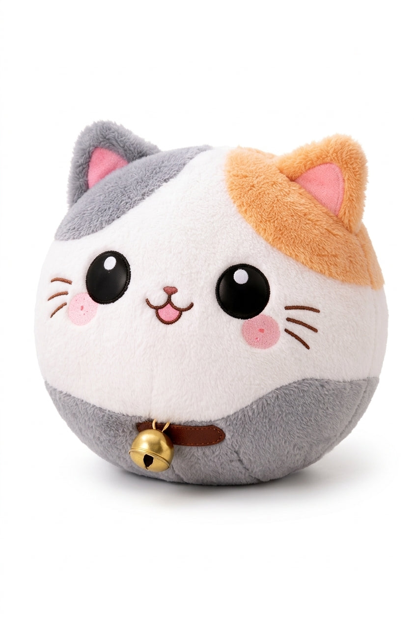 Pelota de peluche para gatos con forma de gatito y cascabel