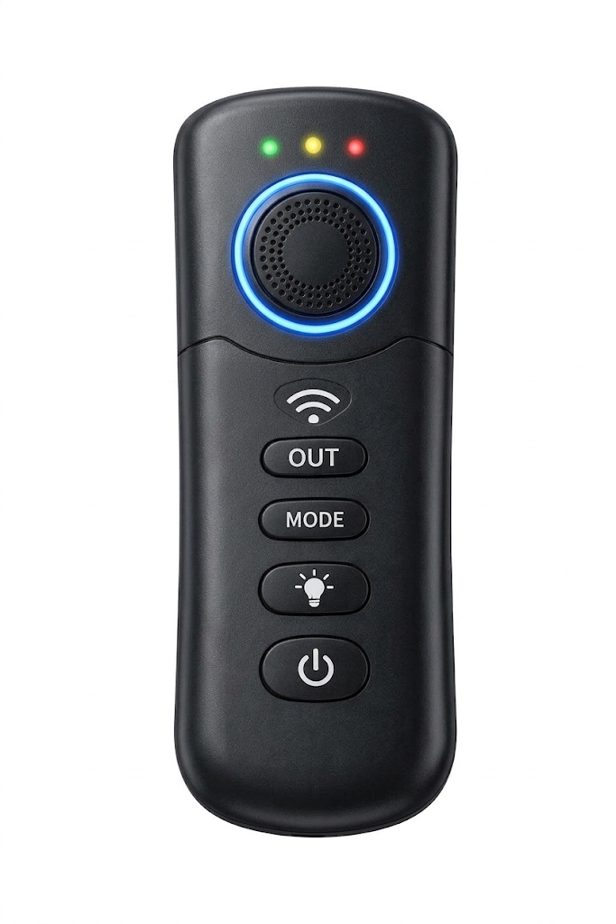 Dispositivo antiladridos recargable negro para perros con botones de control